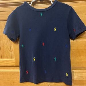 Polo Ralph Lauren Boy’s Navy Blue Pique Cotton Tee/Shirt w/Multi-Colored Pony  5